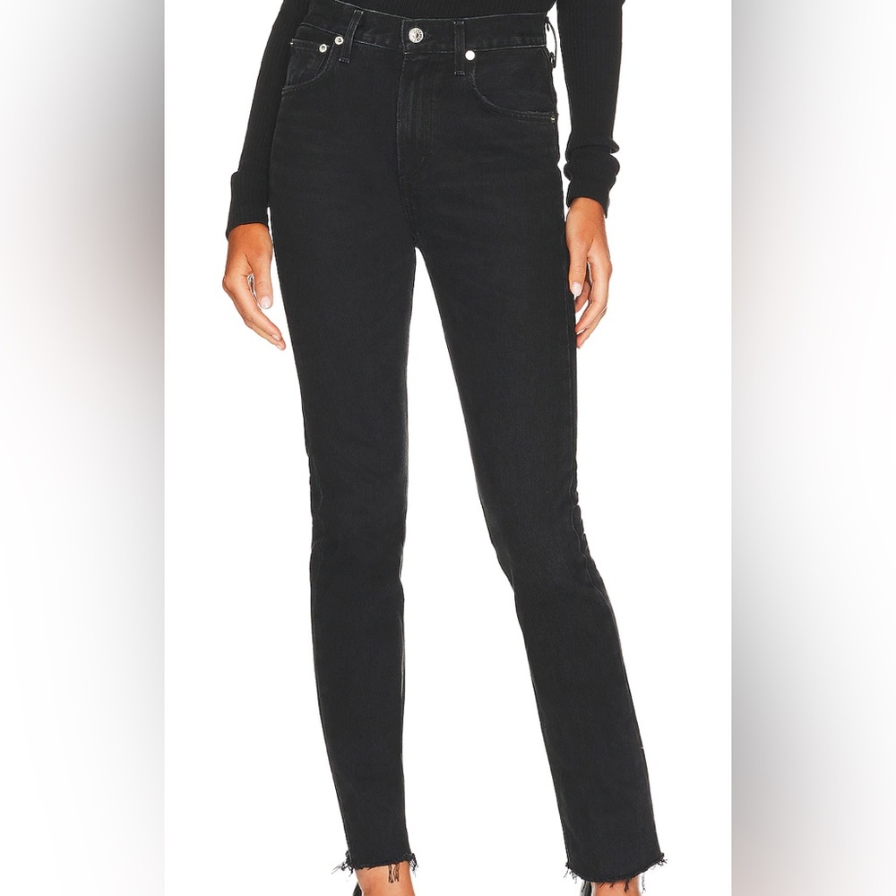 AGOLDE 'Cherie' High Rise Straight Leg Jeans, Spatial (Faded Black), Size 24